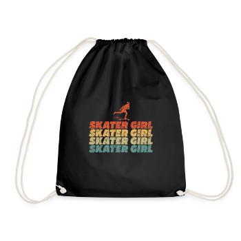 Skater Girl Skateboard Skateboarding Vintage - Turnbeutel - Schwarz - Vorne