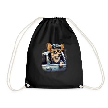 Chihuahua | Polizei Polizist Polizistin Hut - Turnbeutel - Schwarz - Vorne