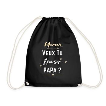 Maman veux tu épouser papa - demande mariage - Sac de sport léger - noir - Devant