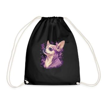 Chihuahua Puppy | Pretty Pink Dog Girly Mom Women - Drawstring Bag - black - Front