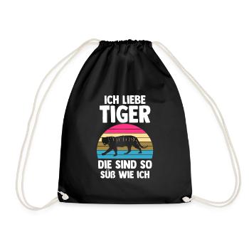 Tiger Motiv - Turnbeutel - Schwarz - Vorne