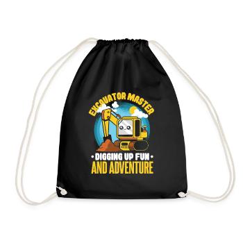 Excavator Master Toddler Construction Vehicle - Drawstring Bag - black - Front