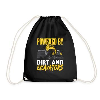 Powered By Dirt And Excavators - Drawstring Bag - black - Front