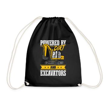 Powered By Dirt And Excavators - Drawstring Bag - black - Front