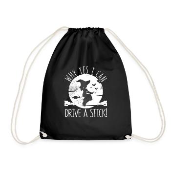 Why Yes, I Can Drive a Stick Witch Funny - Drawstring Bag - black - Front