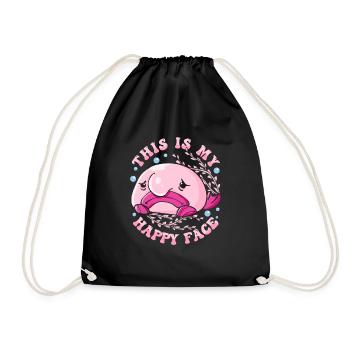 Blobfish Kostüm - Hässliches Blob Fischgesicht - - Turnbeutel - Schwarz - Vorne