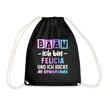 Name Felicia Geschenk Grundschule - Turnbeutel - Schwarz - Vorne