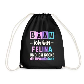 Name Felina Geschenk Grundschule - Turnbeutel - Schwarz - Vorne