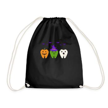 Teeth Ghost Pumpkin Witch Cute Dentist - Drawstring Bag - black - Front