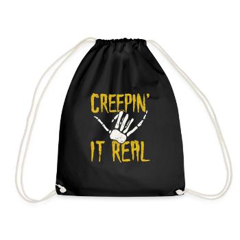 Creepin' It Real Funny Halloween Skeleton Bones - Drawstring Bag - black - Front