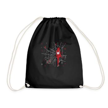 Retro Pin Up Girl piégée dans Spider Web Vintage - Sac de sport léger - noir - Devant