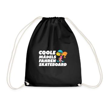 Coole Mädels fahren Skateboard - Turnbeutel - Schwarz - Vorne