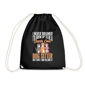 Pet Sitting Cat Dog Pet Sitter - Drawstring Bag - black - Front