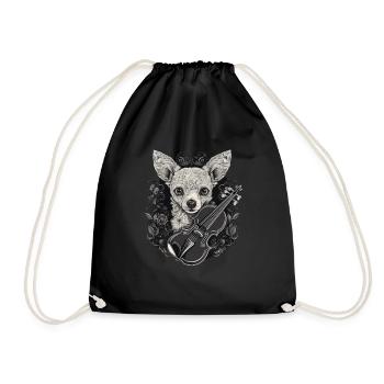 Chihuahua | Aloha Ukulele Hawaii Gitarre Lustiger - Turnbeutel - Schwarz - Vorne