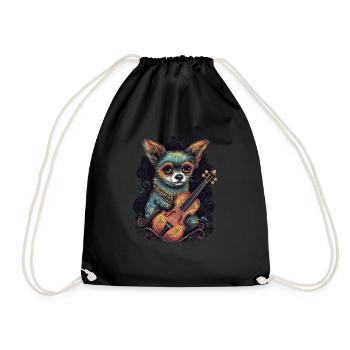 Chihuahua | Aloha Ukulele Hawaii Gitarre Lustiger - Turnbeutel - Schwarz - Vorne
