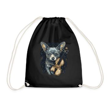 Chihuahua | Aloha Ukulele Hawaii Gitarre Lustiger - Turnbeutel - Schwarz - Vorne