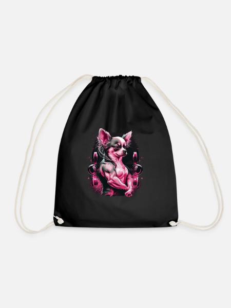 Pink Chihuahua | Fitness Rosa Fitnessstudio Sport - Turnbeutel - Schwarz