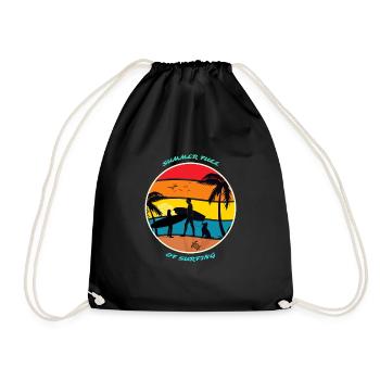 Summer Full of Surfing - Drawstring Bag - black - Front