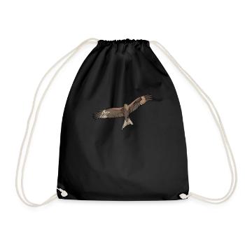 Red kite I bird of prey pickling motif for falconer - Drawstring Bag - black - Front