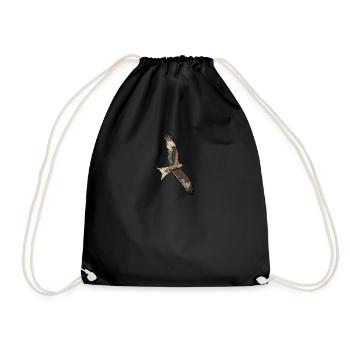Red kite I bird of prey pickling motif for falconer - Drawstring Bag - black - Front