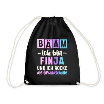 Name Finja Geschenk Grundschule - Turnbeutel - Schwarz - Vorne
