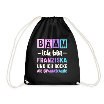Name Franziska Geschenk Grundschule - Turnbeutel - Schwarz - Vorne