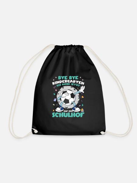 Schulkind Einschulung Schultüte Fußball - Turnbeutel - Schwarz