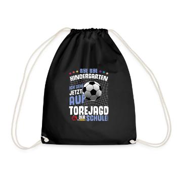 Fußball Einschulung Jungen Geschenk - Turnbeutel - Schwarz - Vorne
