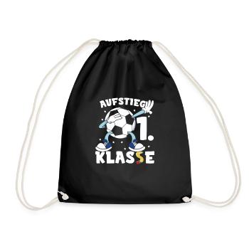 Schüler Grundschule 1. Klasse Fußball - Turnbeutel - Schwarz - Vorne