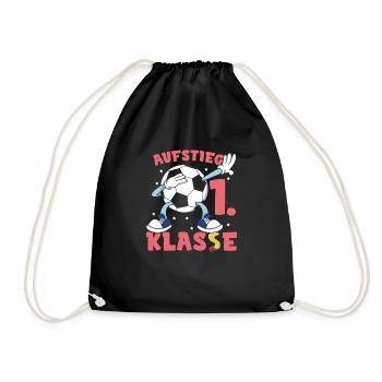 Fußball Schulkind Einschulung - Turnbeutel - Schwarz - Vorne
