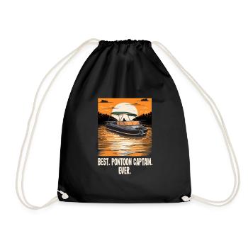 Best Pontoon Captain Ever Motorboating Quote Boat - Drawstring Bag - black - Front