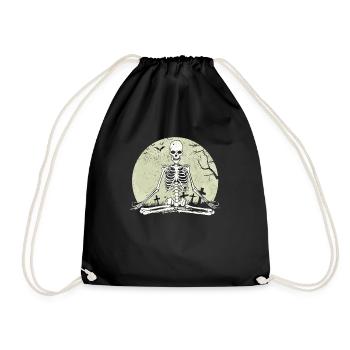 Méditer Squelette Lotus Yoga Moon Balance Joke - Sac de sport léger - noir - Devant
