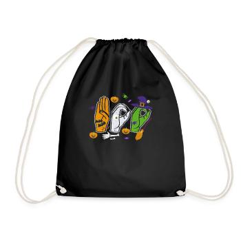 Boo Hands American Sign Language Pride ASL - Drawstring Bag - black - Front