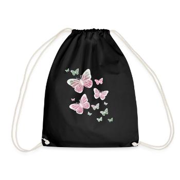Schmetterling Schmetterlinge Natur Tier bunt Farbe - Turnbeutel - Schwarz - Vorne