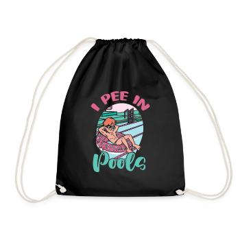 I pee in public pools funny - Drawstring Bag - black - Front