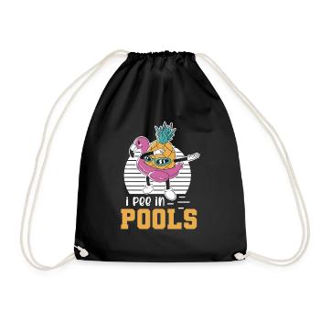 I Pee In Pools Swimming Joke Funny - Drawstring Bag - black - Front