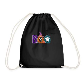 Boo Halloween Spinne Geist Pumkin Hexe Zombie - Turnbeutel - Schwarz - Vorne