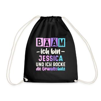 Name Jessica Geschenk Grundschule - Turnbeutel - Schwarz - Vorne