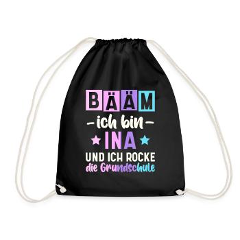 Name Ina Geschenk Grundschule - Turnbeutel - Schwarz - Vorne