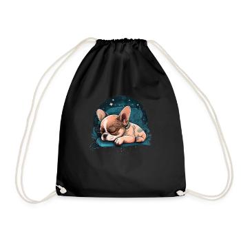 Chihuahua | Schlaf Nacht Pyjama Sonntag Niedlich - Turnbeutel - Schwarz - Vorne