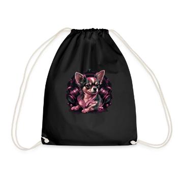 Pink Chihuahua | Fitness Rosa Fitnessstudio Sport - Turnbeutel - Schwarz - Vorne
