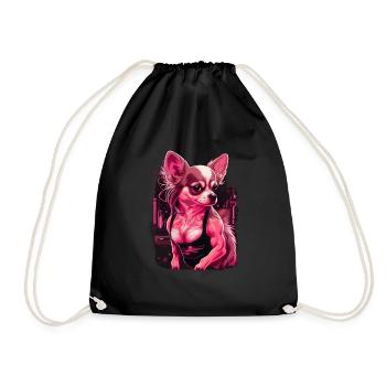 Pink Chihuahua | Fitness Rosa Fitnessstudio Sport - Turnbeutel - Schwarz - Vorne