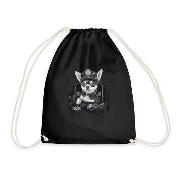 Chihuahua | Polizei Polizist Polizistin Hut - Turnbeutel - Schwarz - Vorne