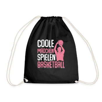 Coole Mädchen Basketball Sport - Turnbeutel - Schwarz - Vorne