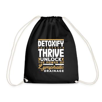 Detoxif. Rejuvenate. Thrive. Lymphatic Drainage - Drawstring Bag - black - Front