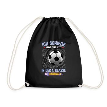 1. Klasse Einschulung Fußball - Turnbeutel - Schwarz - Vorne