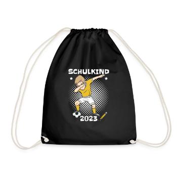 Schulkind 2023 Fußball - Turnbeutel - Schwarz - Vorne