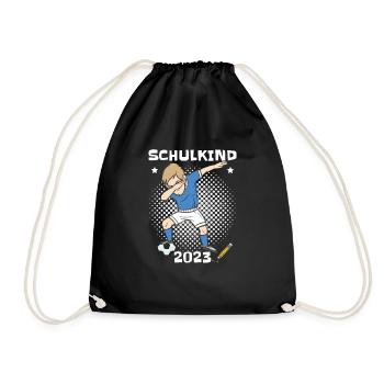 Lustige Schultüte Fußball Schulkind 2023 - Turnbeutel - Schwarz - Vorne