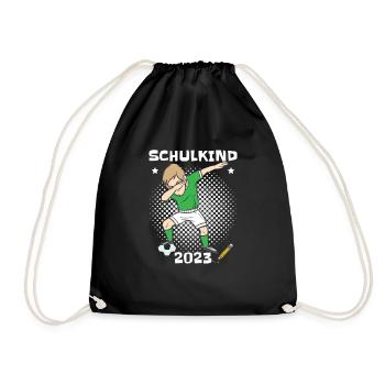 Fußball Schulkind 2023 Grundschule - Turnbeutel - Schwarz - Vorne