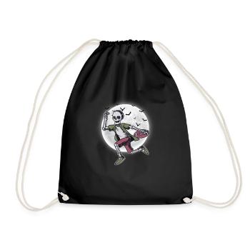 American Football Player Coach Fan Skeleton - Drawstring Bag - black - Front